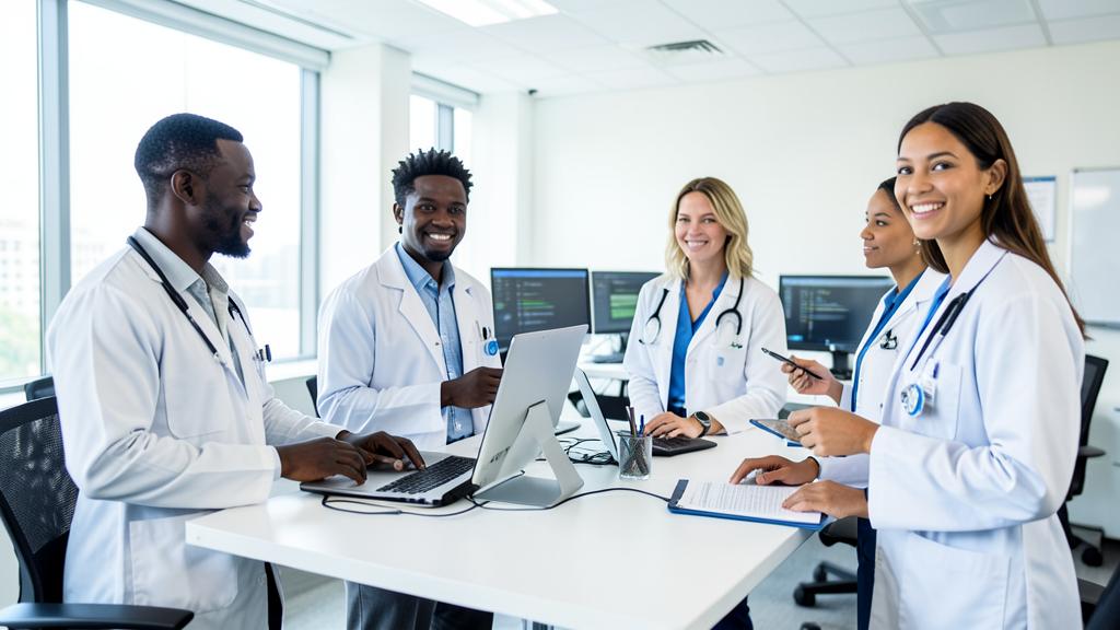Health and technology professionals working together